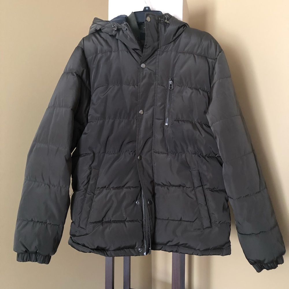 HOST PICK! H&M Men's Olive Green Puffer Coat with Hood